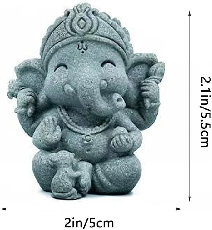 livelyfish Small Elephant Statue Sandstone Figurine Hindu Meditation Buddha Sculpture for Fish Tank Aquarium Decoration (A)
