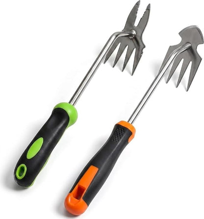 Weed Puller Tool Set - 2-Piece Hand Weeding Kit with Stainless Steel Weeder & Manganese Steel Cultivator, Precision and Power Combo for All Garden Weeds (2 PCS)