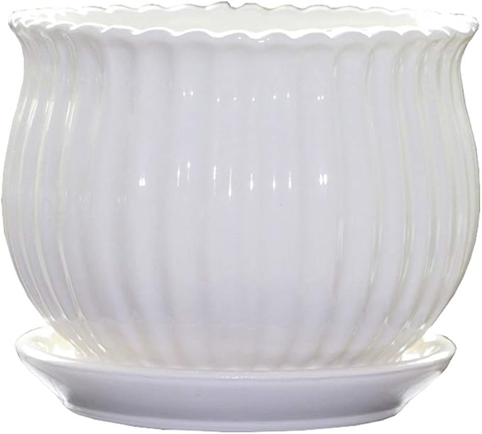Yesland 3 Pack Ceramic Planter Pots, 3.9"/5.3"/6.7" Modern Round Flower Pots with Drainage Holes & Saucers, Small Indoor Planters for Succulent Cactus, Home Decor Gift
