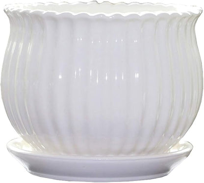 Yesland 3 Pack Ceramic Planter Pots, 3.9"/5.3"/6.7" Modern Round Flower Pots with Drainage Holes & Saucers, Small Indoor Planters for Succulent Cactus, Home Decor Gift