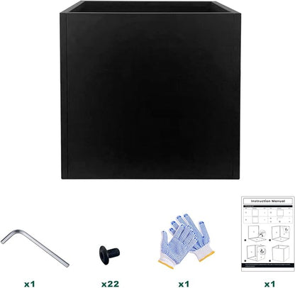 Galvanized Steel Black Planter Box Square 28 in Metal Large Planter Box Outdoor Indoor Huge Cube Heavy Duty Planter Modern Commercial Residential for Plants, Patio, Yard, Garden