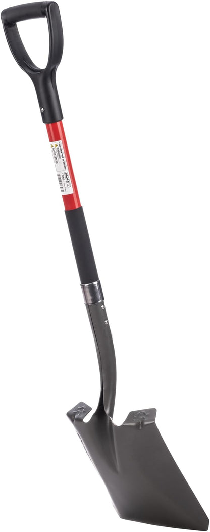 Radius Premium 41-Inch D-Handle Square Point Shovel, Heavy Duty Steel Shaft, Flat Head Transfer Shovel for Landscaping & Yard Work