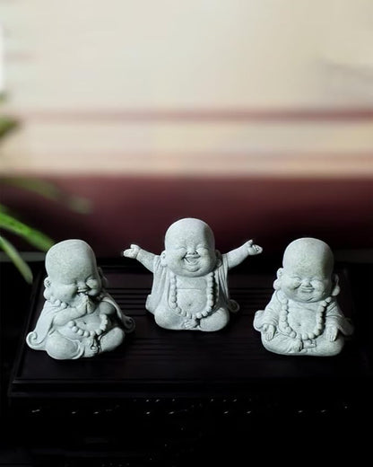 Mini Monk Buddha Statue Sandstone Statues Zen Monk Praying Statue Sculptures for Wealth Good Luck Feng Shui Decor Home Fish Tank Aquarium Garden (Style 17)