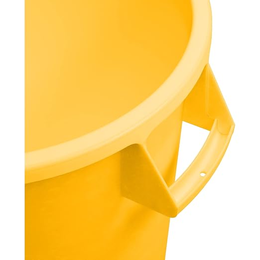 SPARTA Bronco Waste Container Trash Container, Round Trash Bin for Disposal, 10 Gallons, Yellow, (Pack of 6)