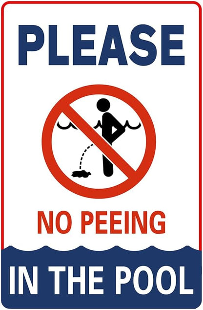 Pool Signs Vintage Please No Peeing In The Pool Metal Tin Sign Pool Decorations Outdoor Swimming Pool Wall Decor Pool House Decor 8x12 Inch, green white red