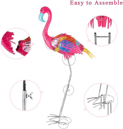 37" Flamingo Garden Statue,Metal Birds Garden Sculptures for Outside,Large Yard Art Outdoor Statue Lawn Ornaments for Home, Patio, Backyard Decor
