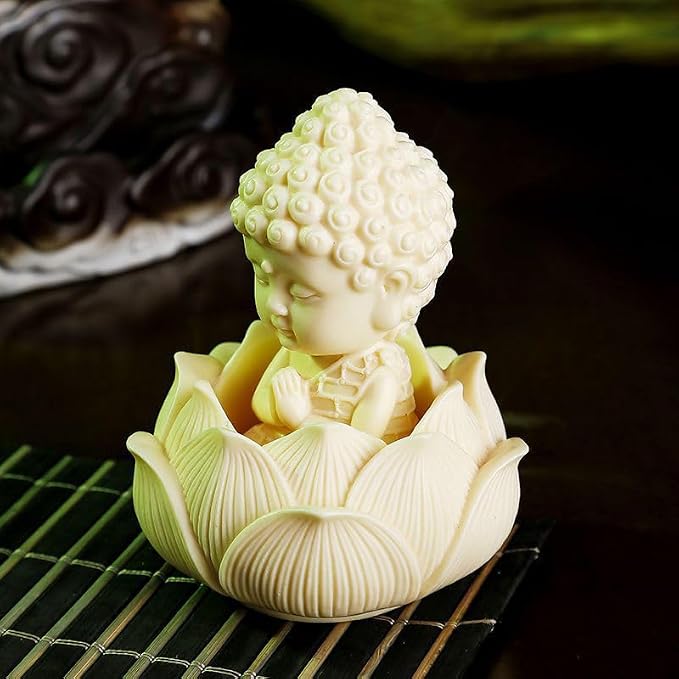 2Pcs/1Set Serene Buddha Statues in Lotus Pose Statue Ornament Ideal for Home Office and Car Decor