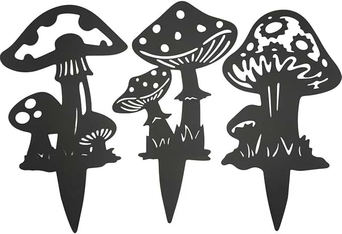 Decorative Garden Stakes， Fairy Garden Stakes, Butterfly Fairy Stakes for Weather Resistant Black Metal Outdoor Decorative Art for Women Gift (Matte Black, 3P-C)