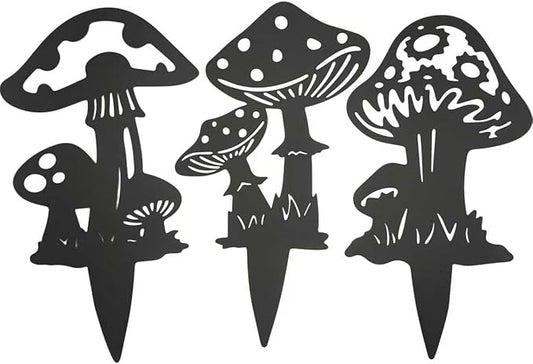 Decorative Garden Stakes， Fairy Garden Stakes, Butterfly Fairy Stakes for Weather Resistant Black Metal Outdoor Decorative Art for Women Gift (Matte Black, 3P-C)
