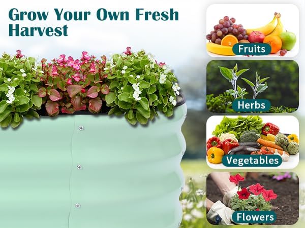 Metal Raised Garden Bed, 4 x 2 ft Extra Large Oval Galvanized Steel Raised Planter Box, Garden Bed for Vegetables Herbs Flowers Fruit, Outdoor Backyard Weather Resistant, Rustproof, Mint Green