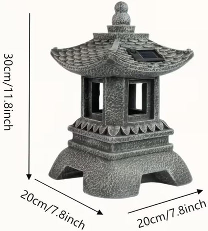 12" Tall Japanese Pagoda Garden Statue - Zen Buddha Outdoor/Indoor Resin Sculpture with Sturdy Base, Asian Zen Temple Decor for Patio, Yard, Balcony, Tabletop
