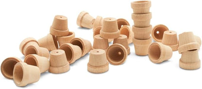 Woodpeckers Mini Wood Flower Pot 5/8-inch x 9/16-inch, Pack of 24 Unfinished Flower Pot Mini, Small Flower Pot for Crafts