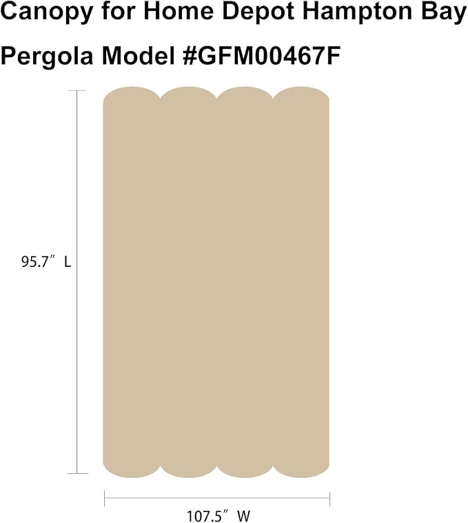 Pergola Shade Cover Replacement Canopy Top Compatible with Home Depot Hampton Bay Pergola Model #GFM00467F - Beige(Canopy Top Only)