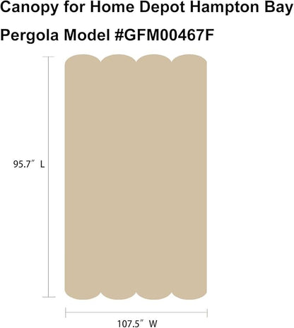 Pergola Shade Cover Replacement Canopy Top Compatible with Home Depot Hampton Bay Pergola Model #GFM00467F - Beige(Canopy Top Only)
