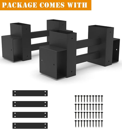 Outdoor Firewood Rack Brackets Kit for Fire Wood Pile Storage, Adjustable log stacking Stand Holder for 2x4 lumber, Black, Set of 2