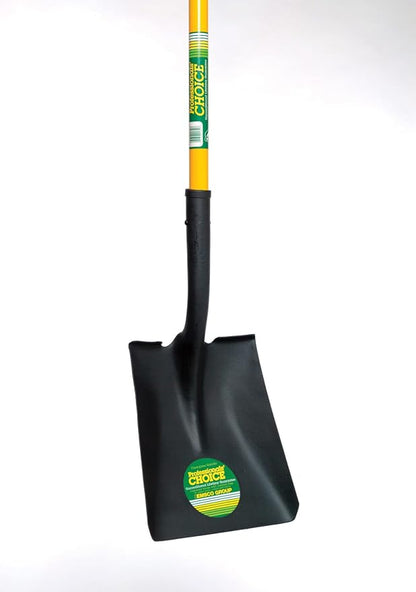 Professional's Choice Square Point Shovel - Sturdy 28” Fiberglass Handle - Heavy Duty 14 Gauge Steel Head