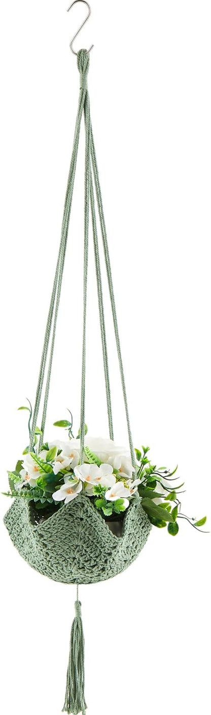 Shappy 1 Pack Boho Macrame Plant Hanger, Large Hanging Planter Plant Holder Pot Hanger Hanging Basket Wall Planters, Plants Lover Gift for Indoor Garden (Classic,Sage Green)