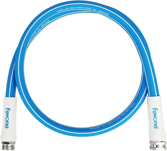 FEVONE 5 ft Lead-in Garden Hose, Hose Reel Leader Hose | Flexible No Kink, Hybrid Polymer Heavy Duty Water Hose, 5/8 ID, 600 PSI, Aluminum 3/4 GHT Fittings for Garden Watering