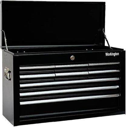 Workington Portable Metal Tool Chest with 9 Drawers, 24" 9-Drawer Tool Chest Cabinet with Ball Bearing Drawer Slides, Steel Tool Storage Box Organizer 4006 Black