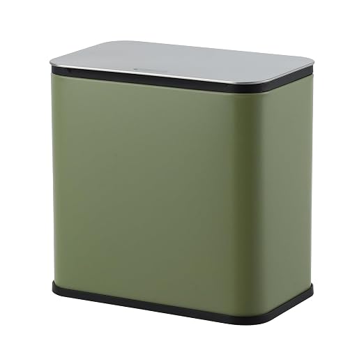 1.3 Gallon/5L Slim Stainless Steel Trash Can with Lid, Odor Control Charcoal Filter, Removable Bucket, Hanging/Wall Mounted/Standing Waste Bin for Kitchen, Bathroom, Bedroom, Office - Green