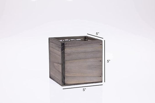 Wooden Planter Box, Rustic Barn Wood with Plastic Liner l Garden Decor l Restaurant and Wedding Decorations l Wedding Bouquets, Table Centerpiece (5x5 Set of 4, Natural)