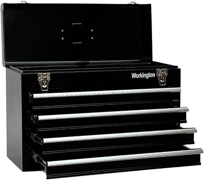 Workington Portable Metal Tool Chest with 4 Drawers, 20" 4-Drawer Tool Chest Cabinet with Ball Bearing Drawer Slides, Steel Tool Storage Box Organizer 4004 Black