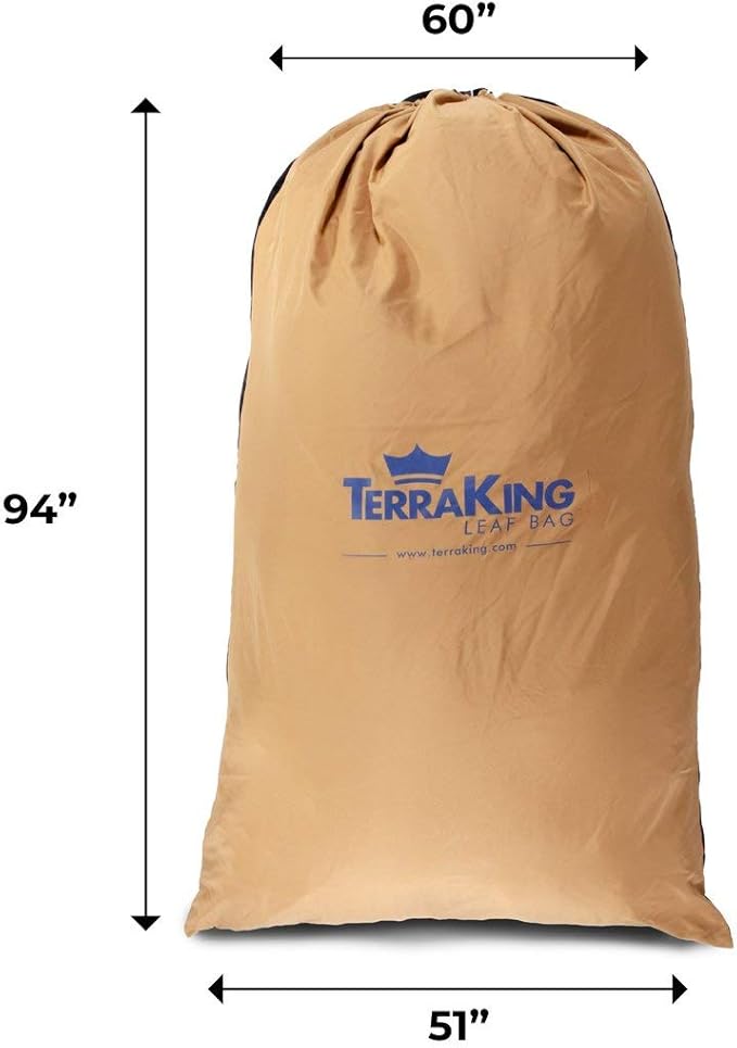 TerraKing Pro Leaf Bag for Ride-On Lawn Mowers | 54 Cu. Ft., 120" Opening | 2-Bag System | Heavy Duty Nylon Bottom | Fast Easy Leaf Collection | Tan (Model ST95084)