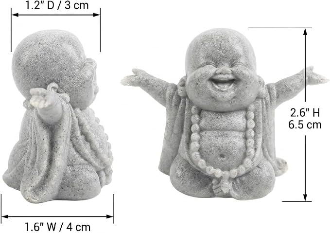 Laughing Buddha Statue, Sandstone Figurine for Aquarium Zen Decor | Laughing Buddha sandstone figurine with a cheerful design for aquarium decor, bonsai displays, and minimalist zen spaces