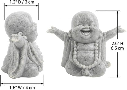 Laughing Buddha Statue, Sandstone Figurine for Aquarium Zen Decor | Laughing Buddha sandstone figurine with a cheerful design for aquarium decor, bonsai displays, and minimalist zen spaces