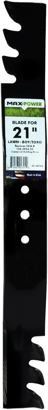 MaxPower 331387XB USA MADE Commercial Mulching Blade | For 21" Cut Toro, Exmark, Lawn Boy Mowers Replaces 108-0954-03, 116-4500, 133-8182-03