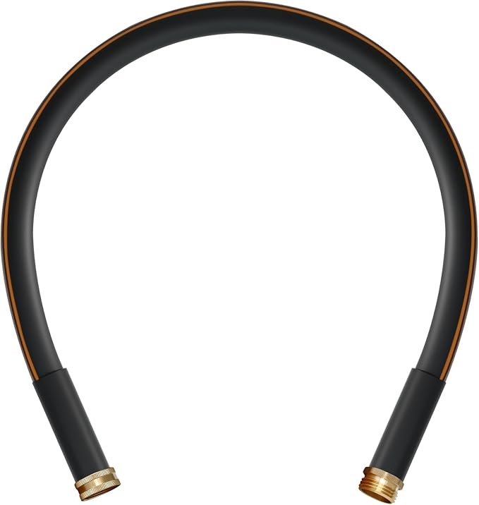 Atlantic Heavy Duty Garden Hose 3 ft x 5/8 Inch Black Color, Short Connection Leader Hose with Solid Brass Connectors. (3 Feet)