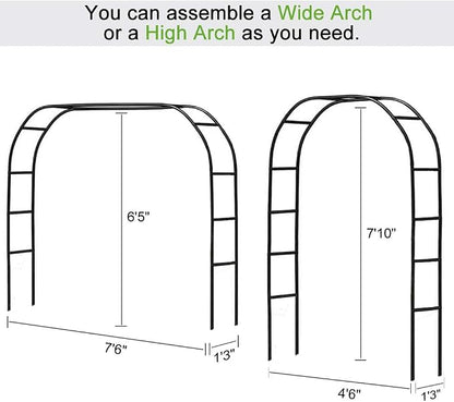 Metal Garden Arbor Wedding Arch 76.8 Inch H x 90.5 Inch W \94.5 Inch H x 55 Inch W Assemble Freely 2 Sizes for Various Climbing Plant Roses Vines Bridal Party Decoration Pergola Arbor (Black)