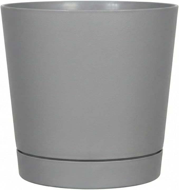 Root & Vessel Majestic Full Depth Round Cylinder Pot, Glossy Gray, 6-Inch (10060)