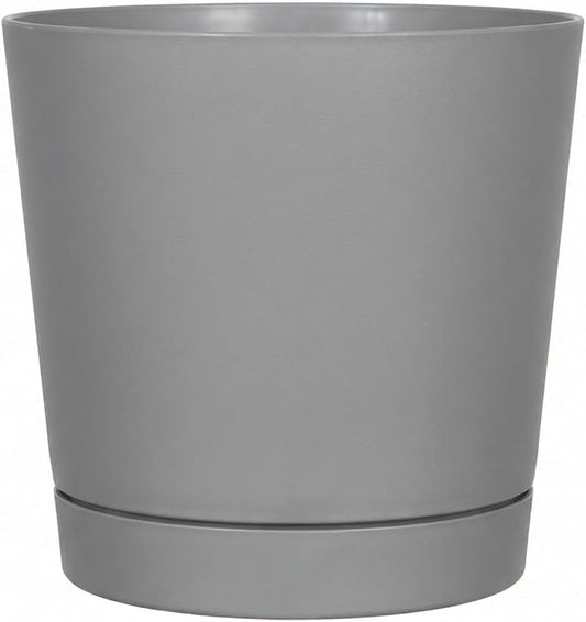 Root & Vessel Majestic Full Depth Round Cylinder Pot, Glossy Gray, 8-Inch (10080)