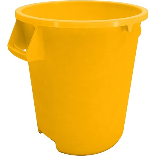 SPARTA Bronco Waste Container Trash Container, Round Trash Bin for Disposal, 10 Gallons, Yellow, (Pack of 6)
