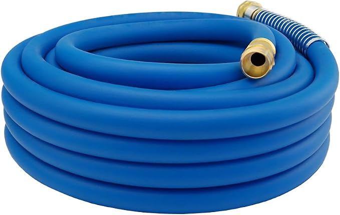 Guitrees 25FT 5/8 Heavy Duty Rubber Garden Hose - 200psi Working, 1000psi Burst - Hot/Cold Water - Five-Layered Braiding for Durability - Versatile for Gardening, Agriculture, Construction(Blue)