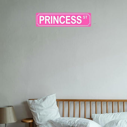 Pink Room Decor Princess Street Sign Y2k Princess Room Decor Pink Princess St Metal Tin Sign Bedroom Decorations 16x4 Inches