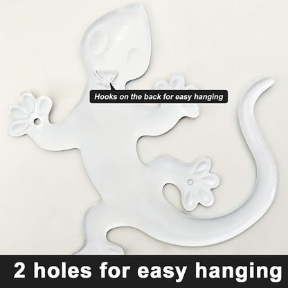 Metal Gecko Wall Decor- 8.7 inches Outdoor Lizards Decoration for Garden Backyard Fence Patio(4 Pack)