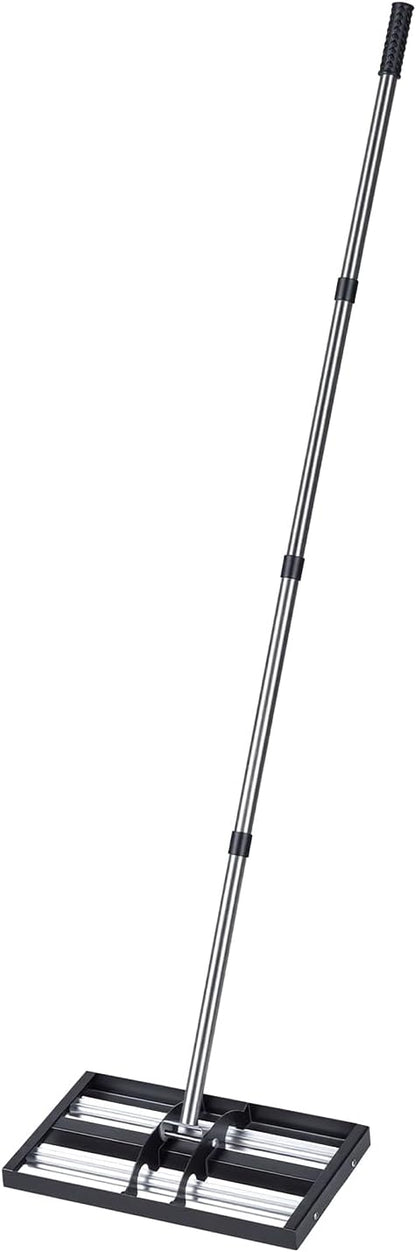 VEVOR Updated Lawn Leveling Rake with Roller, 17" x 10" Stainless Steel Lawn Leveler with 63.4" Adjustable Handle, Heavy Duty Yard Leveling Rake, Effort Saving Lawn Leveling Tool for Yard Golf Court