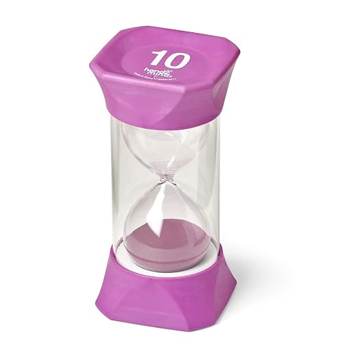 hand2mind Jumbo 1, 2, 5, and 10 Minute Sand Timer Set with Soft Rubber End Caps, Hourglass Timer, Visual Timer for Toddlers, Calm Down Corner, Time Out Timer, Large Classroom Timer (Set of 4)