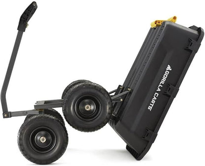Gorilla Carts 7GCG-NF Heavy-Duty Poly Dump Garden Cart with No-Flat Tires, 7 Cubic Feet, 1200-Pound Capacity, Black, Amazon Exclusive