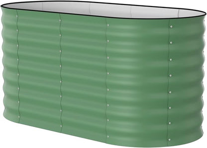 Garvee 4x2x2ft Galvanized Raised Garden Bed, Oval Metal Planter Box with Anti-Cut Safety Edges, 119 Gallons Rust-Resistant Deep Root Planter for Outdoor Vegetables, Flowers, Herbs, Green