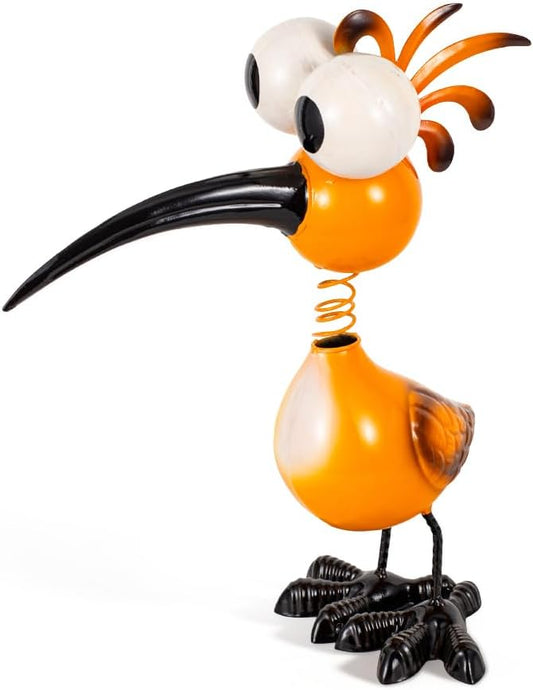 Yellow Big Eyes Bird Metal Garden Statues Yard Decorations Outdoor,13" Bird Decor Yard Statue Decorations Outdoor,Gardening Present for Women for Housewarming