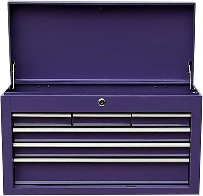 Workington Portable Metal Tool Chest with 6 Drawers, 24" 6-Drawer Tool Chest Cabinet with Ball Bearing Drawer Slides, Steel Tool Storage Box Organizer 4005 Purple