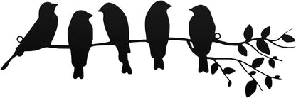 Ferraycle Metal Bird Wall Art - Birds on Branch with Leaves - Metal Sculpture Wall Hanging Sign for Balcony, Garden, Home Decor(Black)