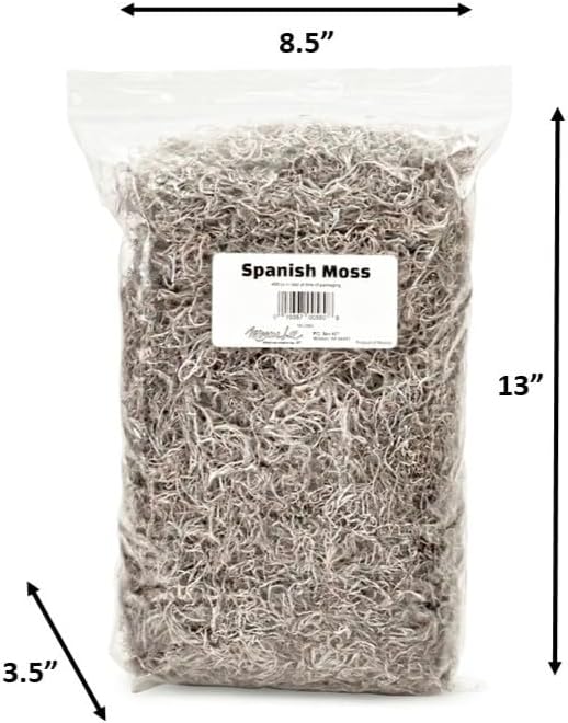 Mosser Lee Spanish Moss – Natural Decorative Moss for Houseplants, Soil Cover, Crafts, Terrariums & Floral Arrangements - 400 Cubic Inches (Approx 9oz)