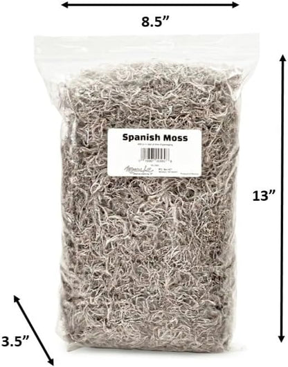 Mosser Lee Spanish Moss – Natural Decorative Moss for Houseplants, Soil Cover, Crafts, Terrariums & Floral Arrangements - 400 Cubic Inches (Approx 9oz)
