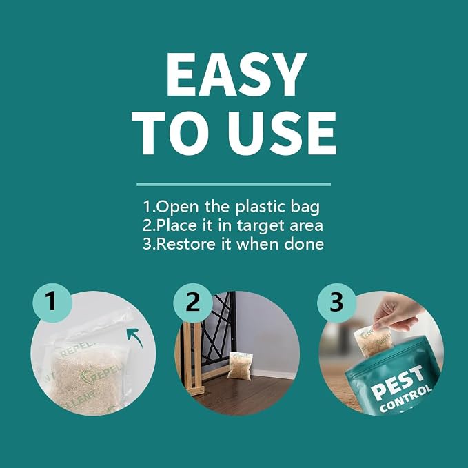 Pest Repellent, Rodent Repellent Indoor, Spider Repellent Indoor, Mouse Repellent Outdoor, Mice Repellent Indoor, Naturally Repel Rats, Mouse, Ants, Roach, Natural Ingredients-8 Packs
