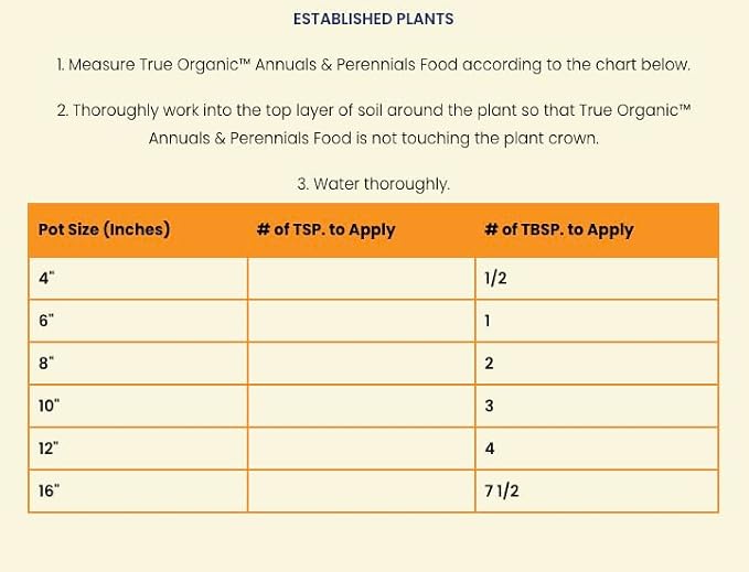 True Organic Annuals & Perennials Food – Organic Fertilizer for Stunning Blooms and Robust Foliage – 4lb Bag Covers 70 Sq. Ft.