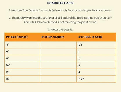 True Organic Annuals & Perennials Food – Organic Fertilizer for Stunning Blooms and Robust Foliage – 4lb Bag Covers 70 Sq. Ft.